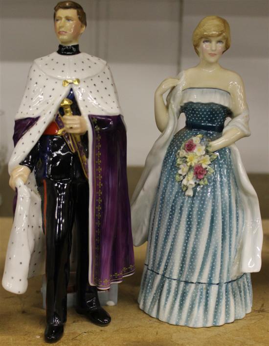Royal Doulton Prince Charles and Lady Diana figures